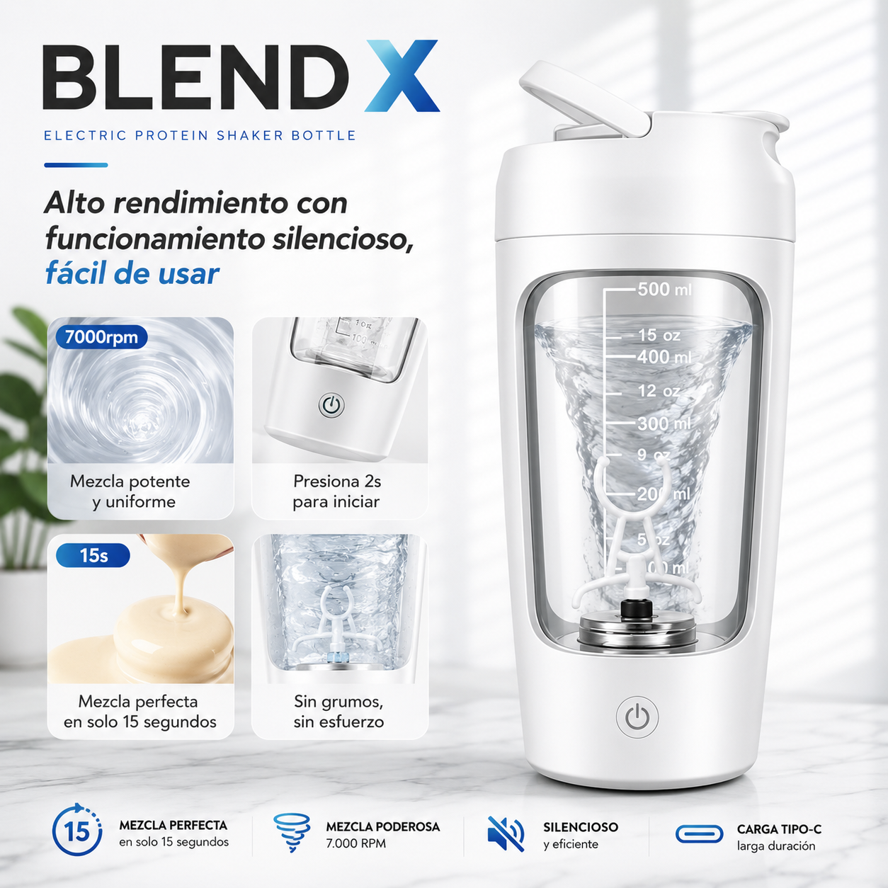 BlendX Pro™ | Shaker Eléctrico de Proteína