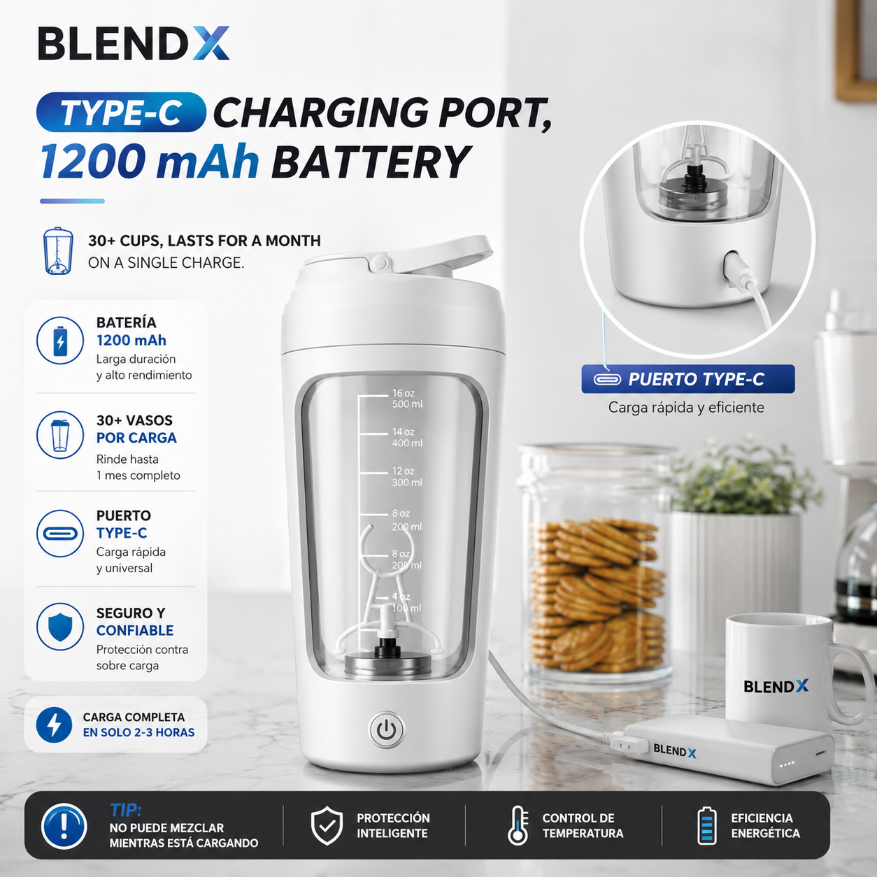 BlendX Pro™ | Shaker Eléctrico de Proteína